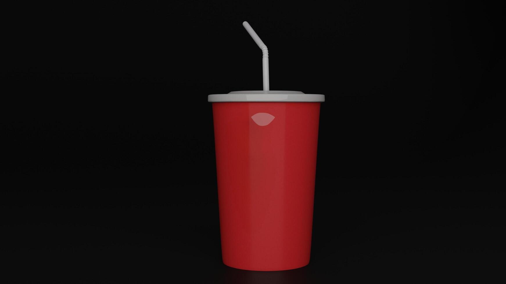 a red cup with a straw in it photo