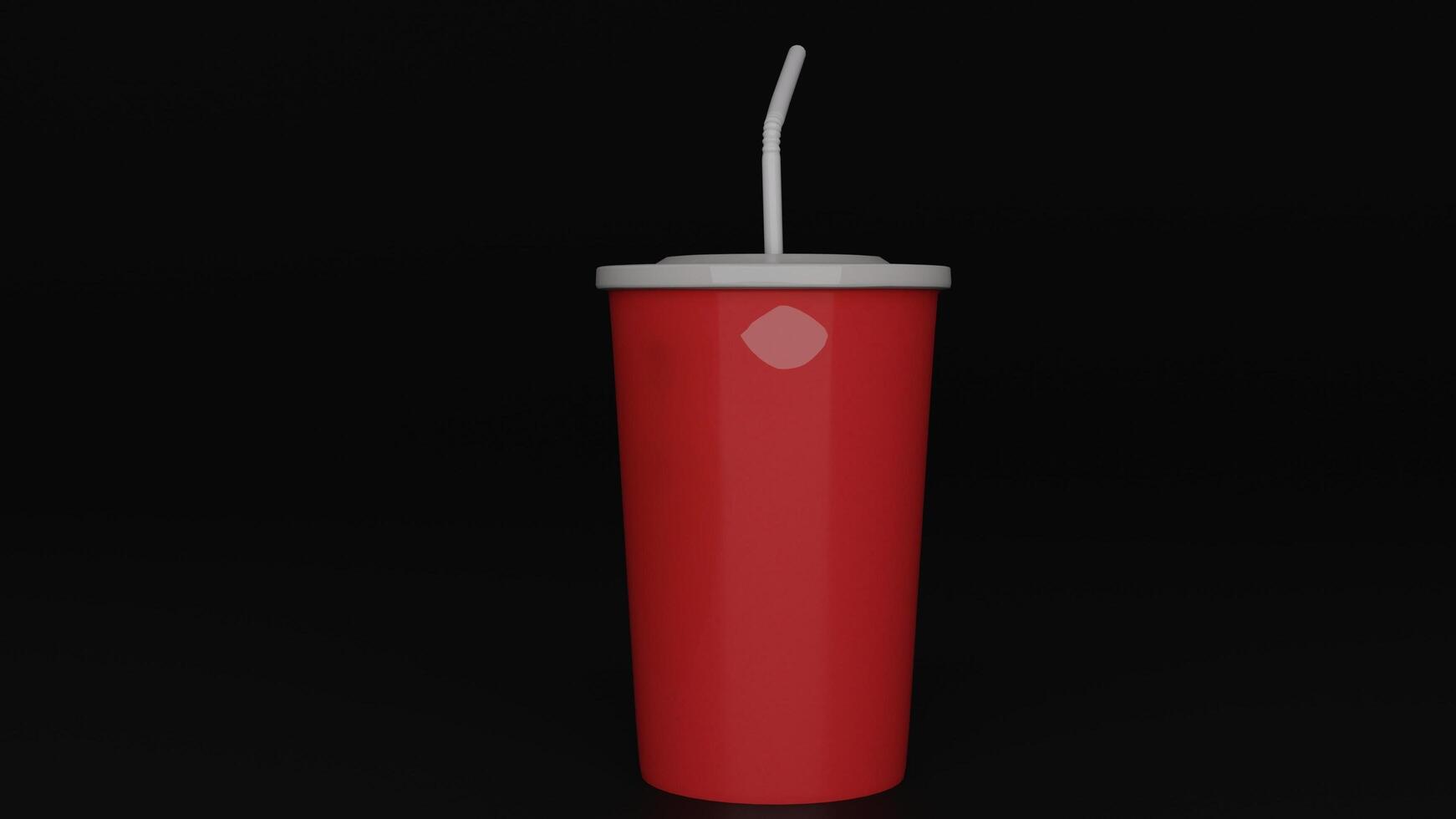 a red cup with a straw in it photo