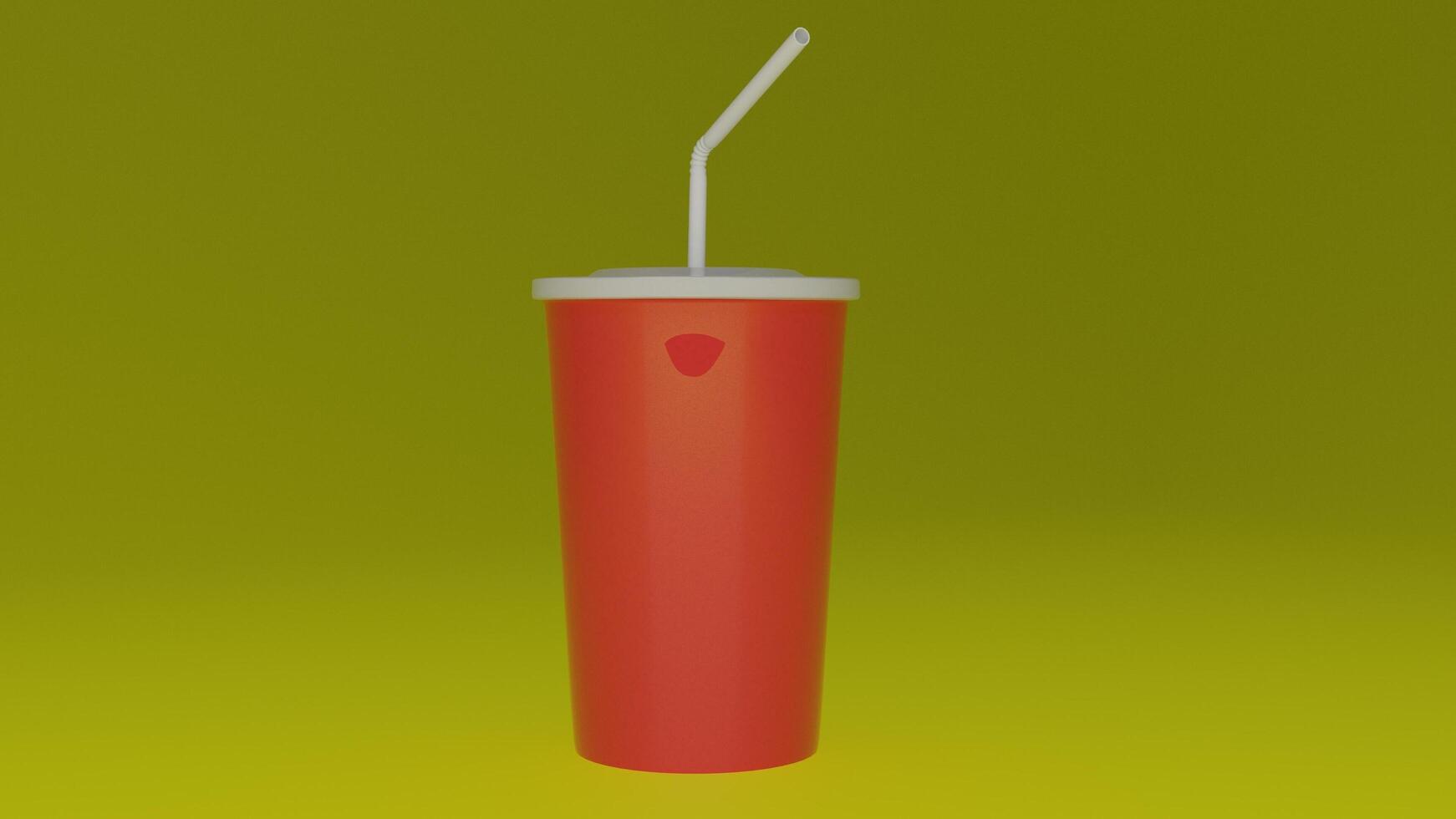 a red cup with a straw in it photo