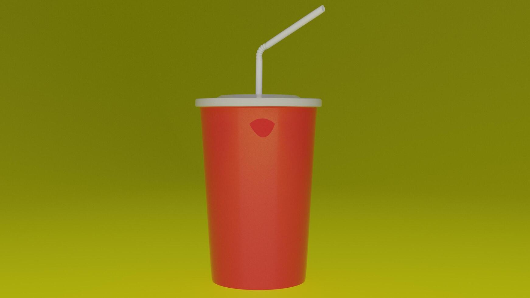 a red cup with a straw in it photo