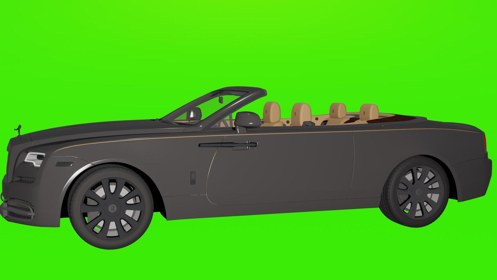 A black rolls royce convertible on a green background photo