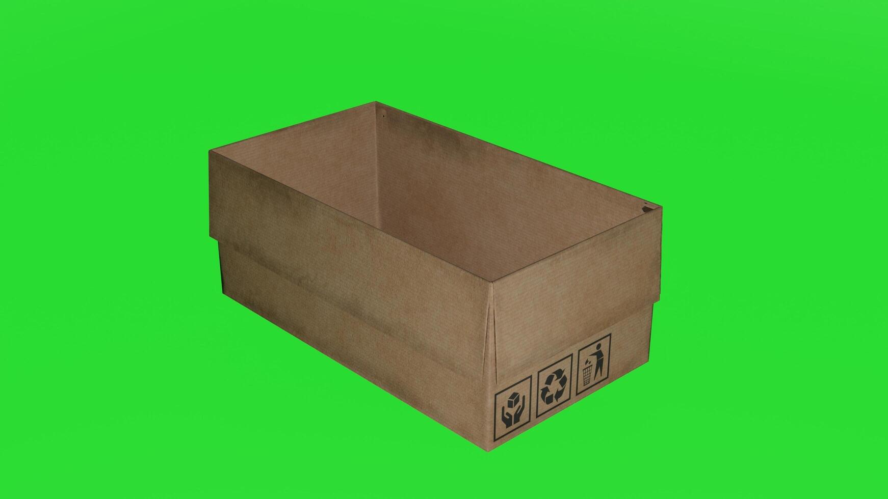 A cardboard box on a green screen photo