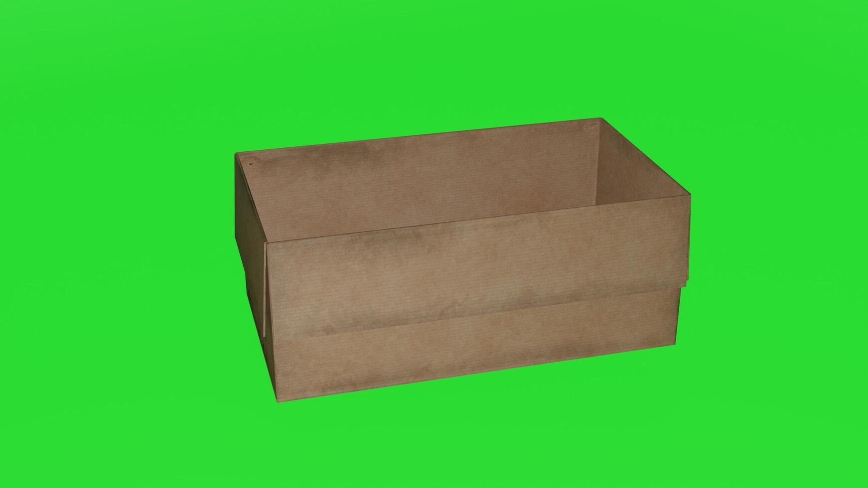 A cardboard box on a green screen photo
