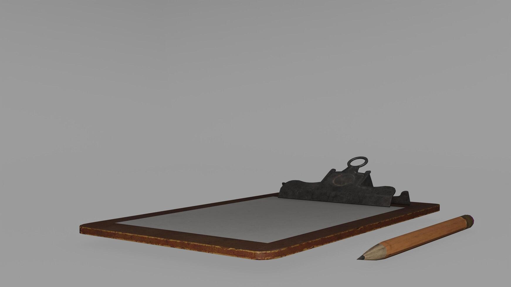 A clipboard and pencil on a table photo
