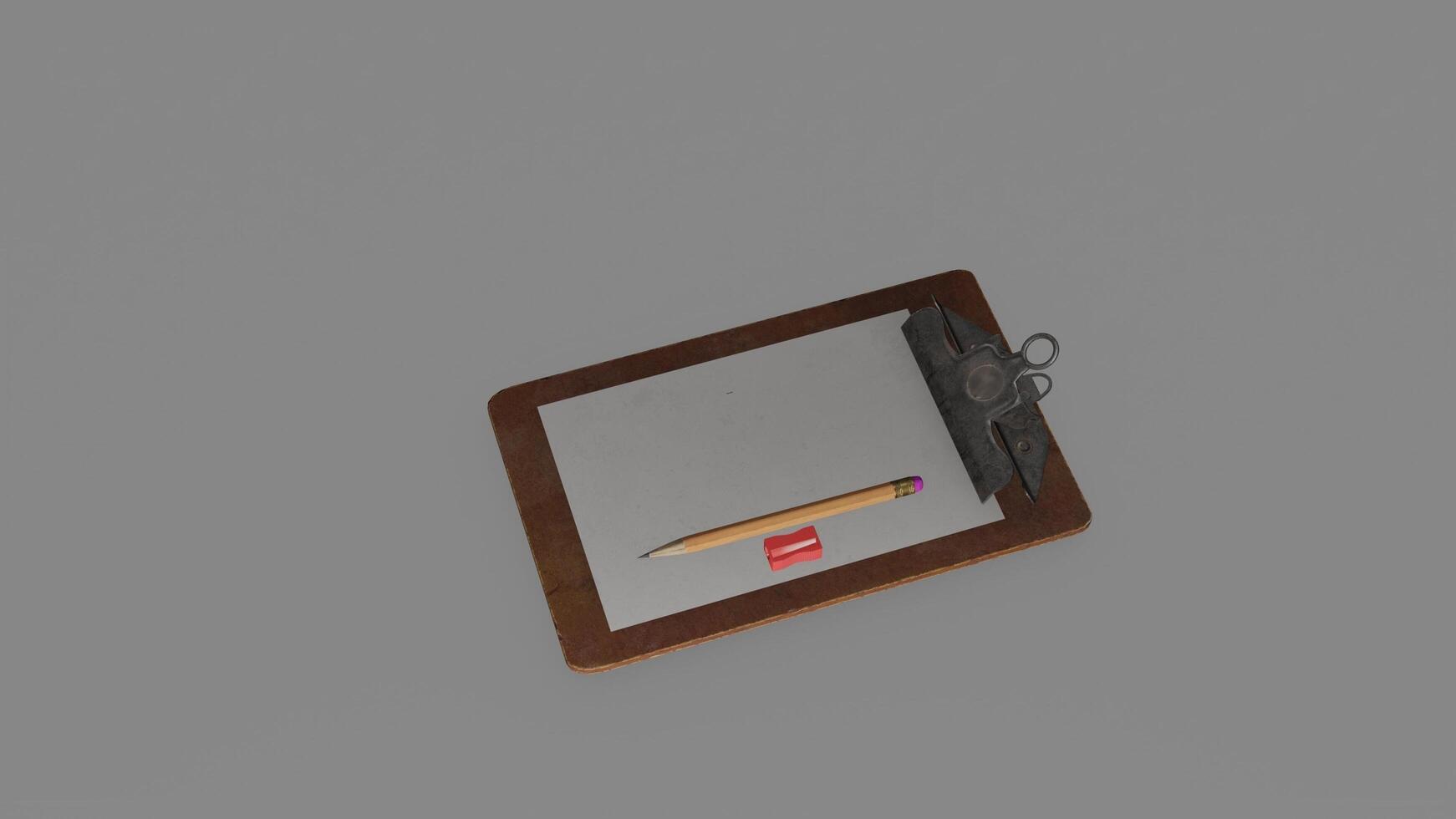 A clipboard with a pen and pencil on it photo