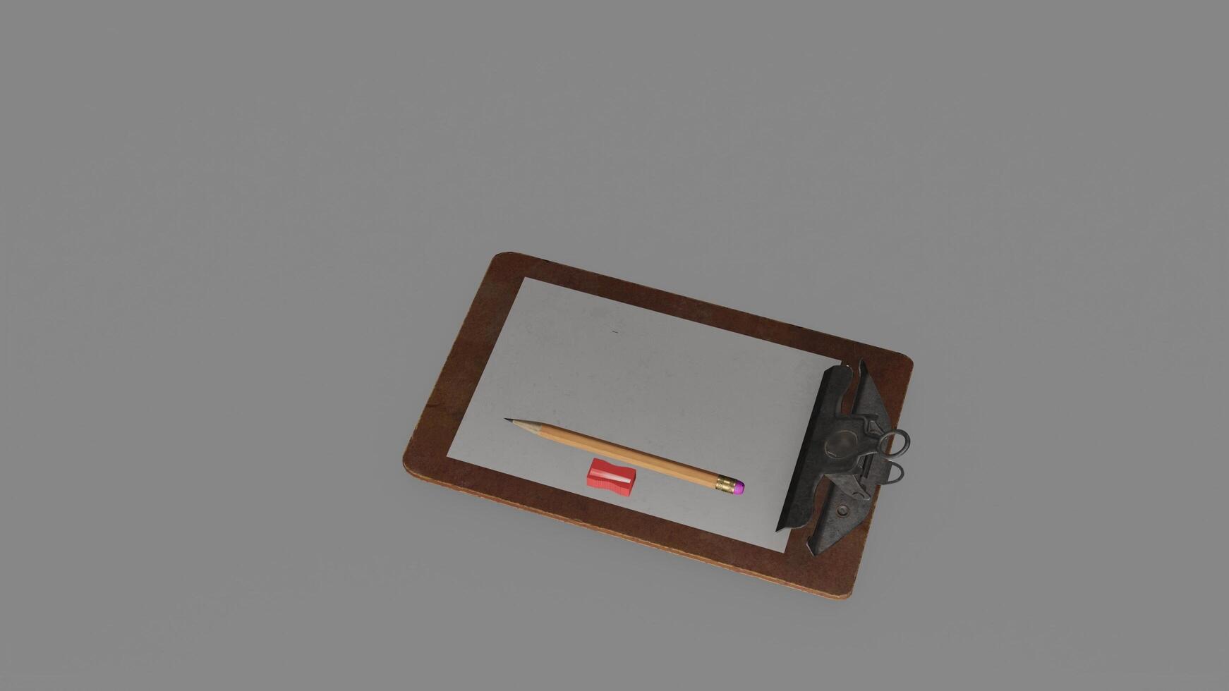 A clipboard with a pen and pencil on it photo
