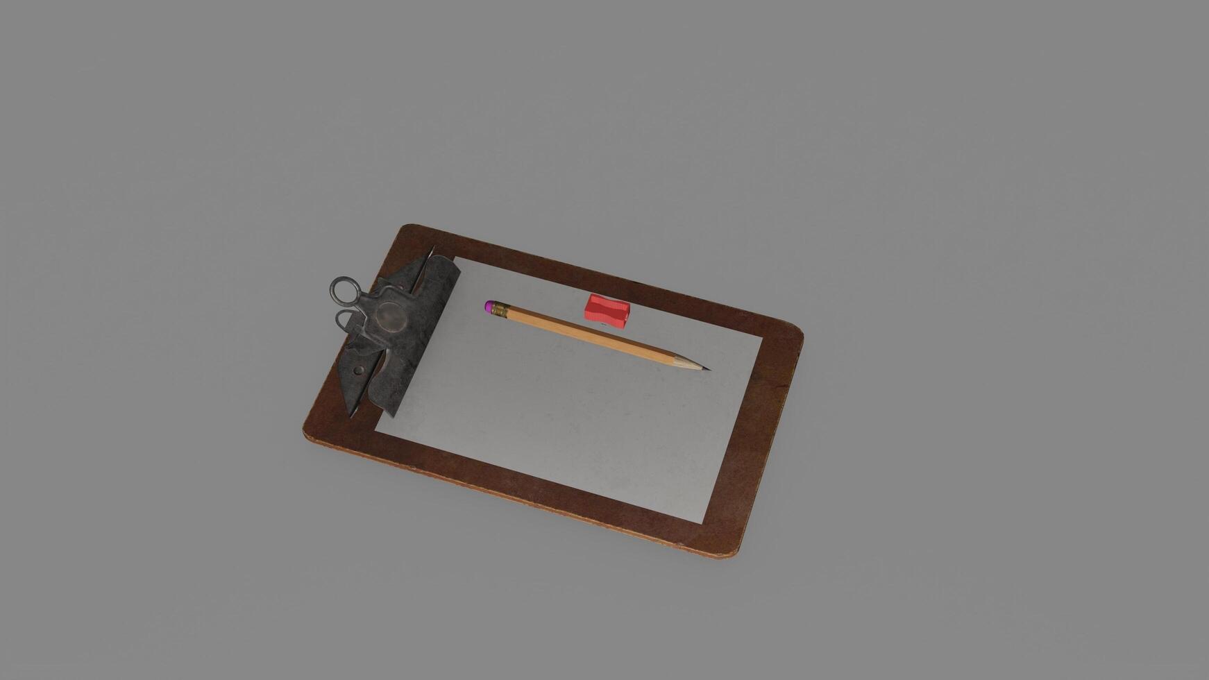 A clipboard with a pencil and pen on it photo