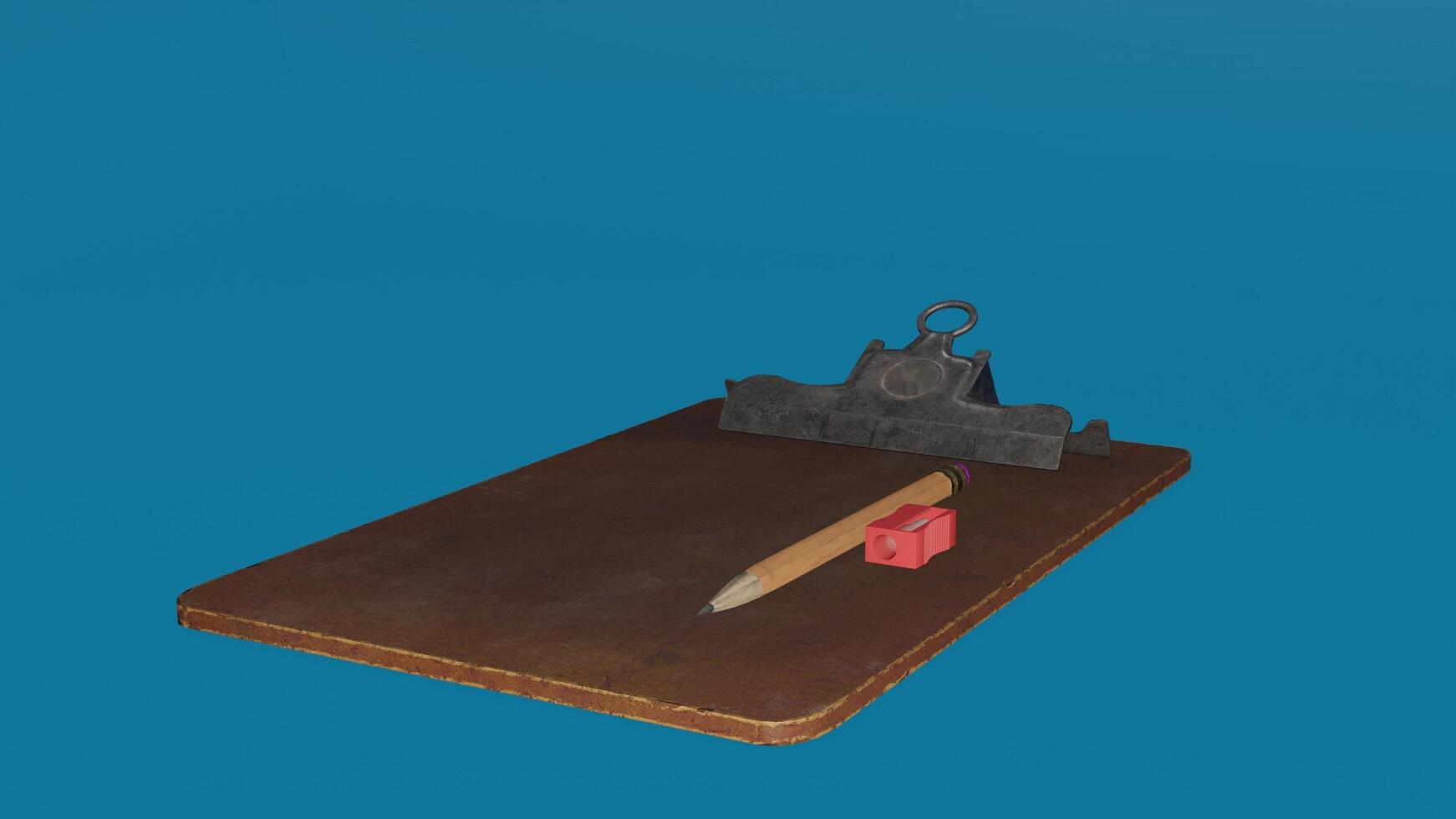 A desk with a pencil and a ruler on it photo