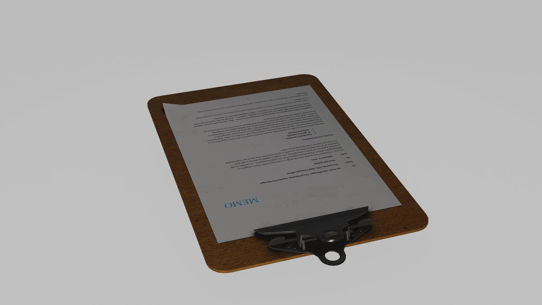 A clipboard with a paper document on it photo