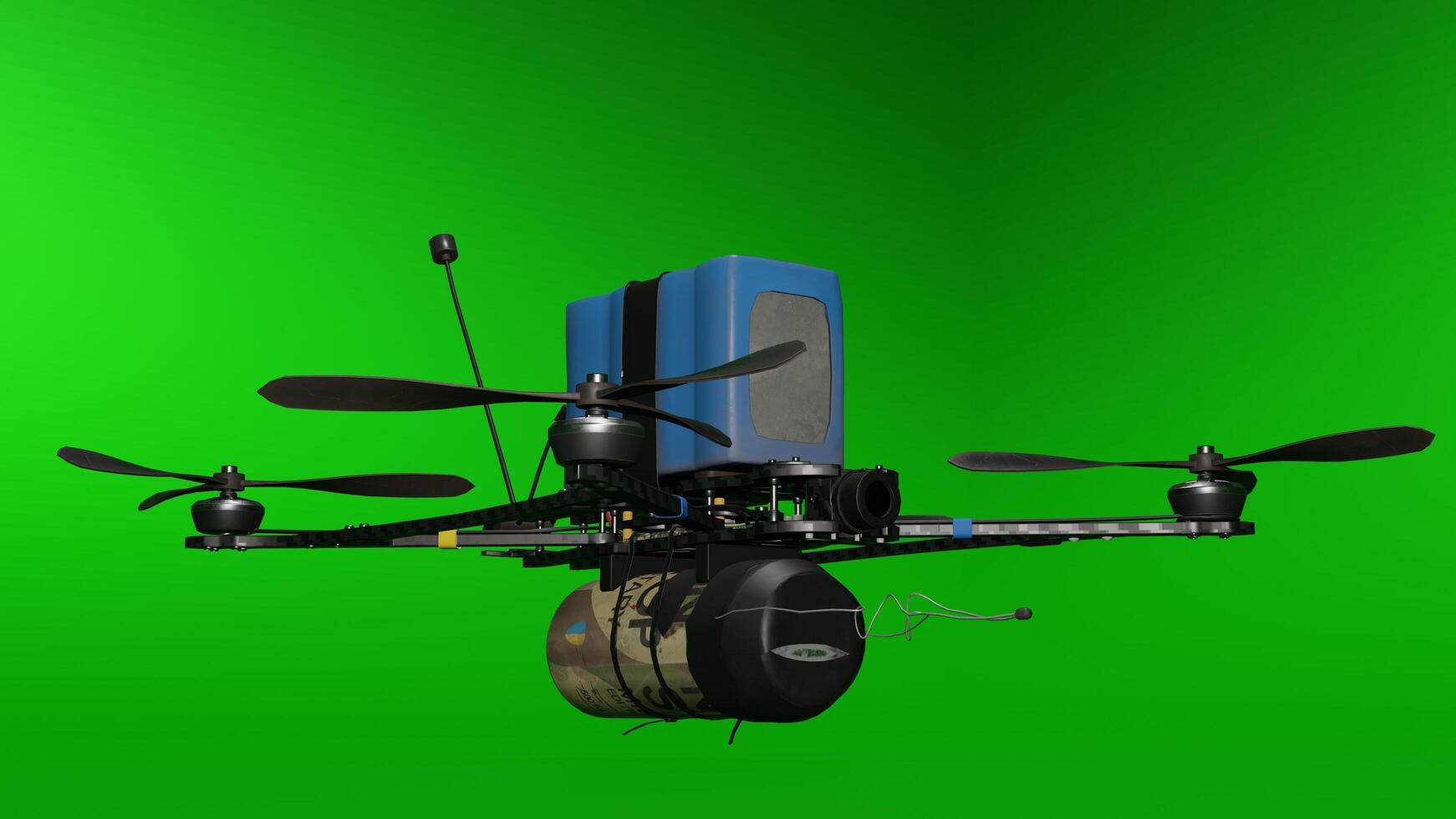 A small drone with propellers flying in the air photo
