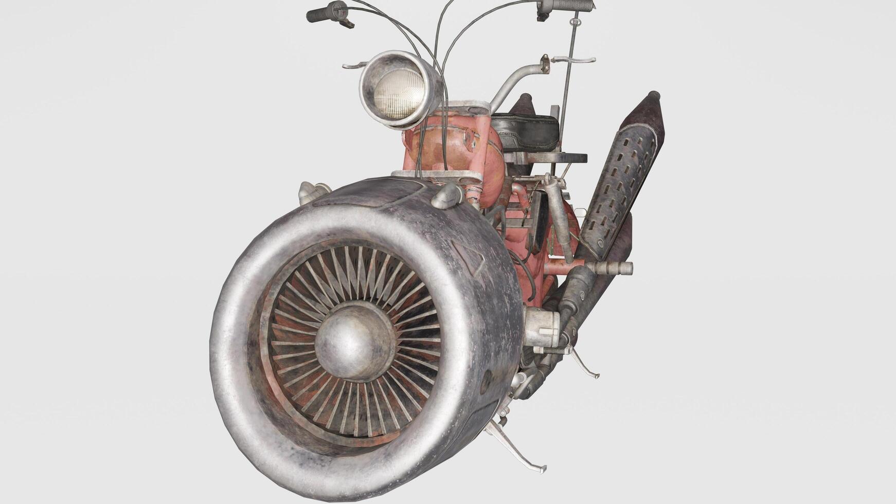 An old motorcycle with a large wheel on it photo