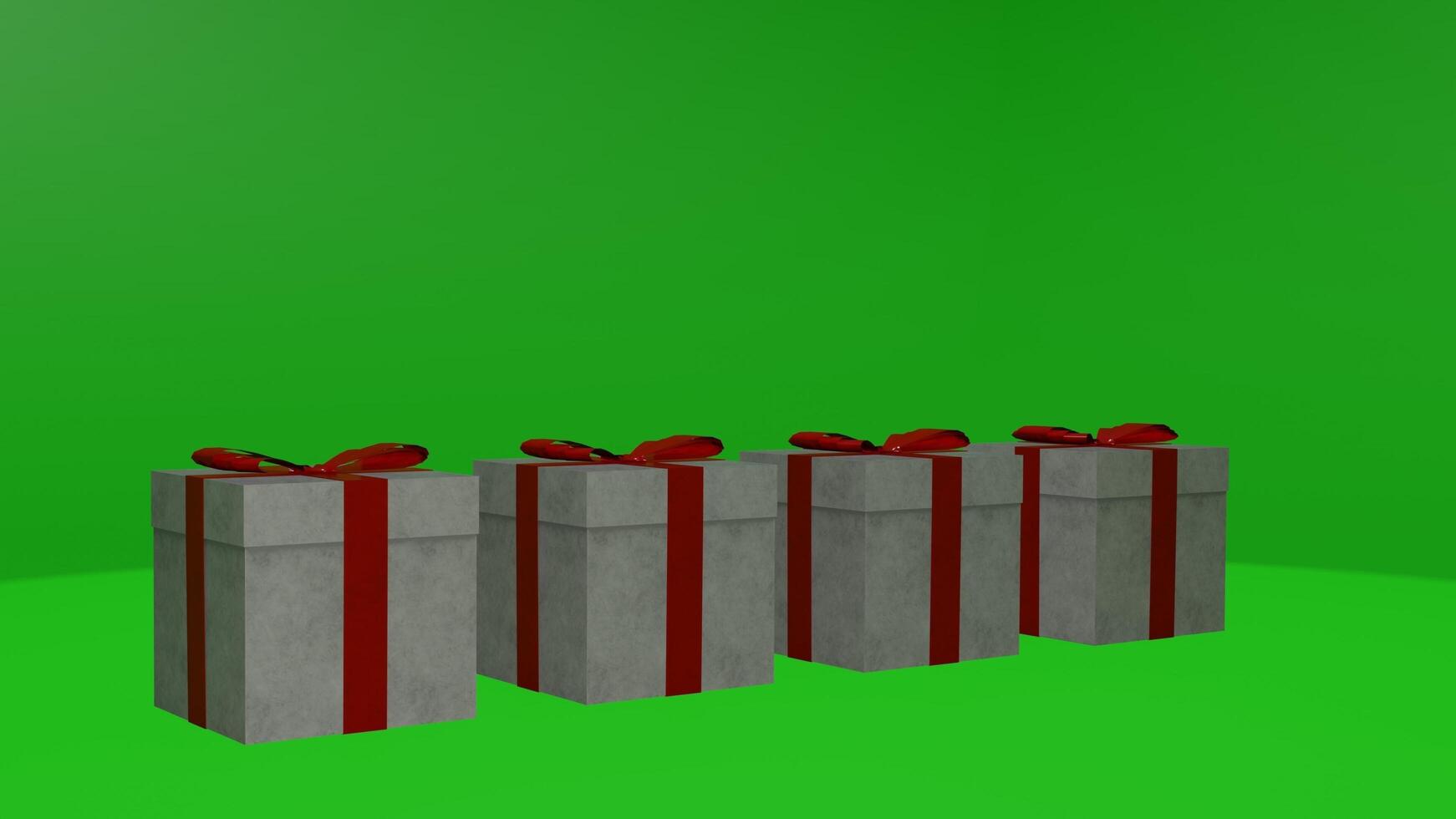 Three presents on a green screen photo