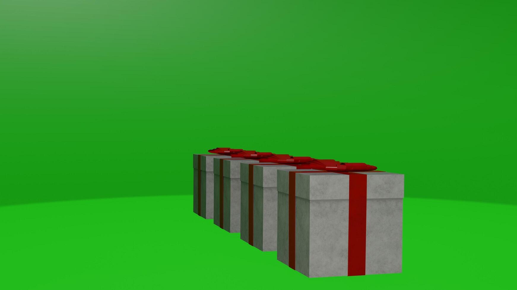 Green screen background with three presents photo