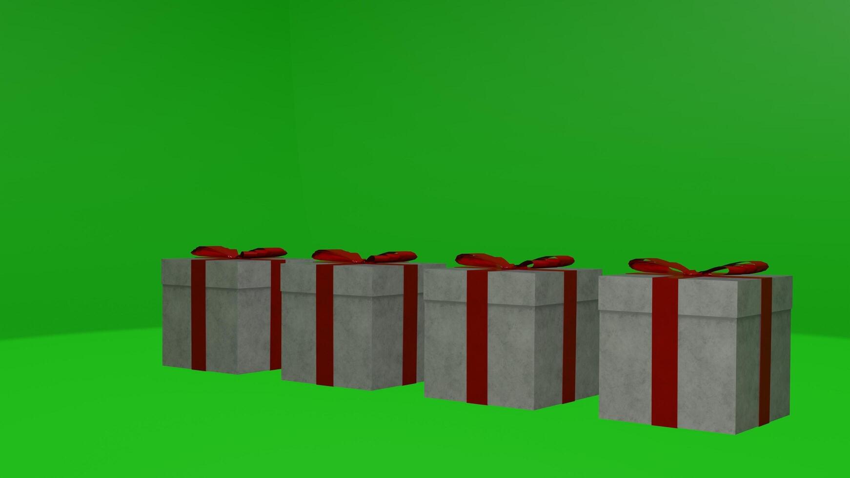 Four presents on a green screen photo