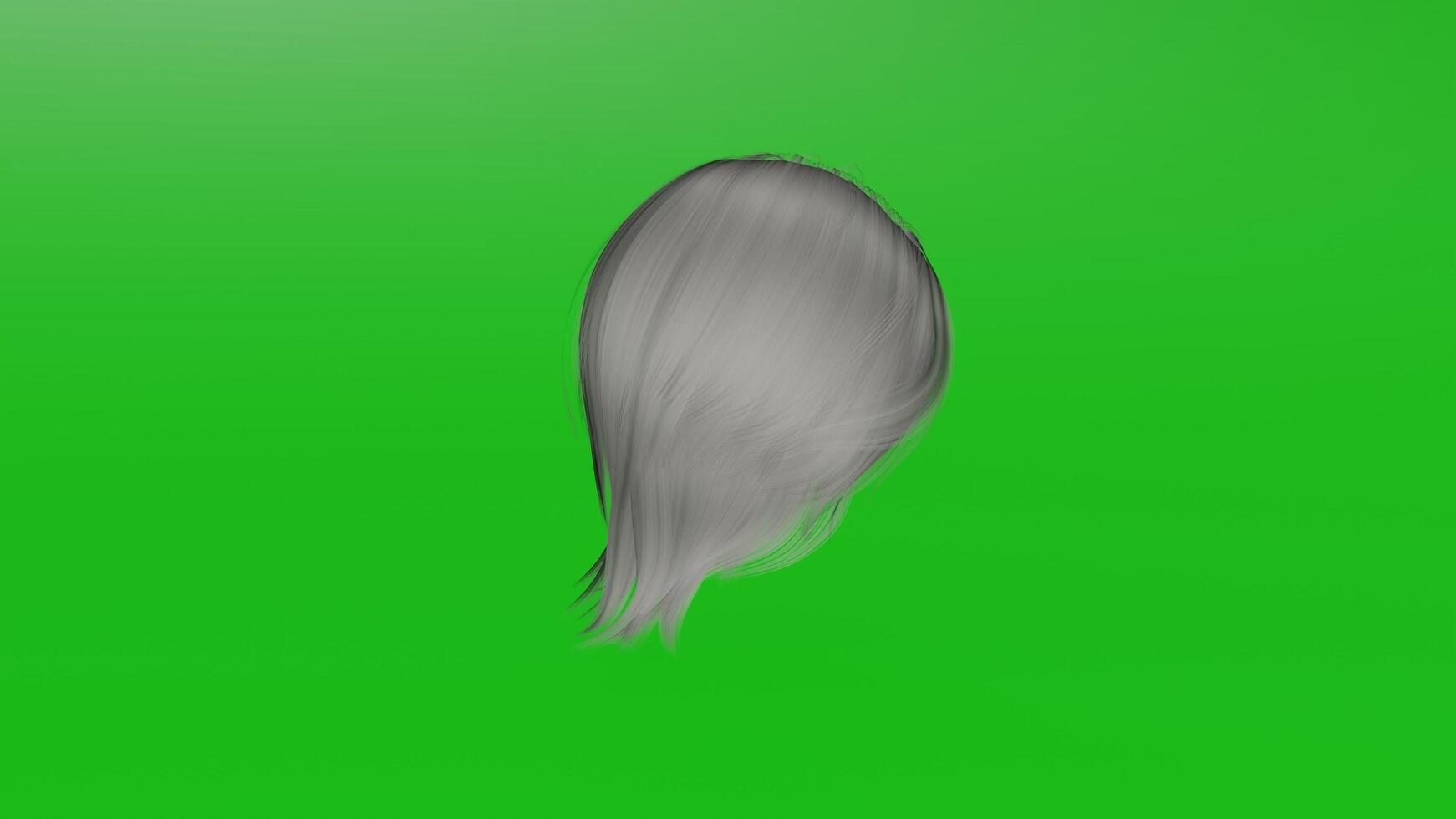 A 3d model of a woman's head on a green screen photo