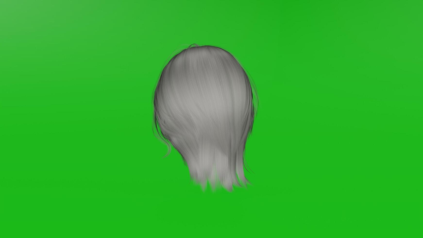 A 3d model of a woman's head on a green screen photo
