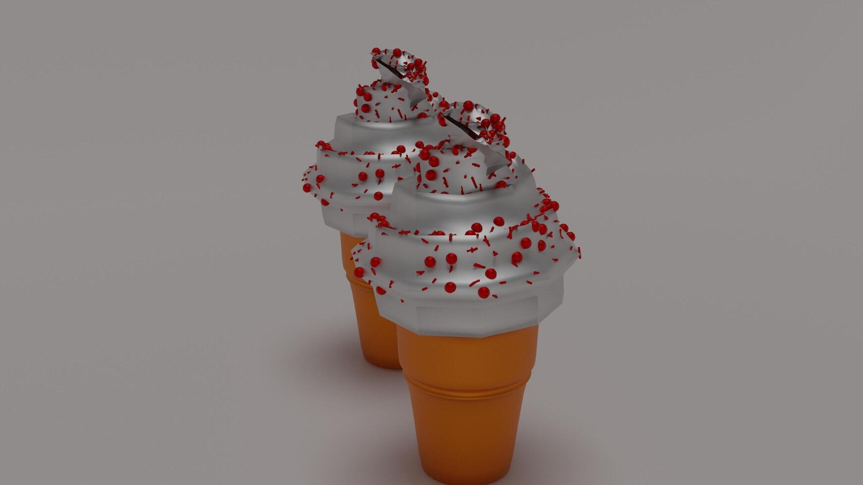 Two ice cream cones with red and white sprinkles photo