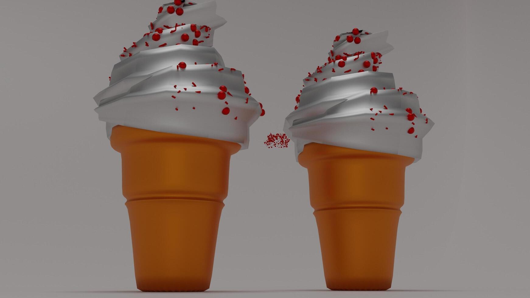 Two ice cream cones with blood splatters on them photo