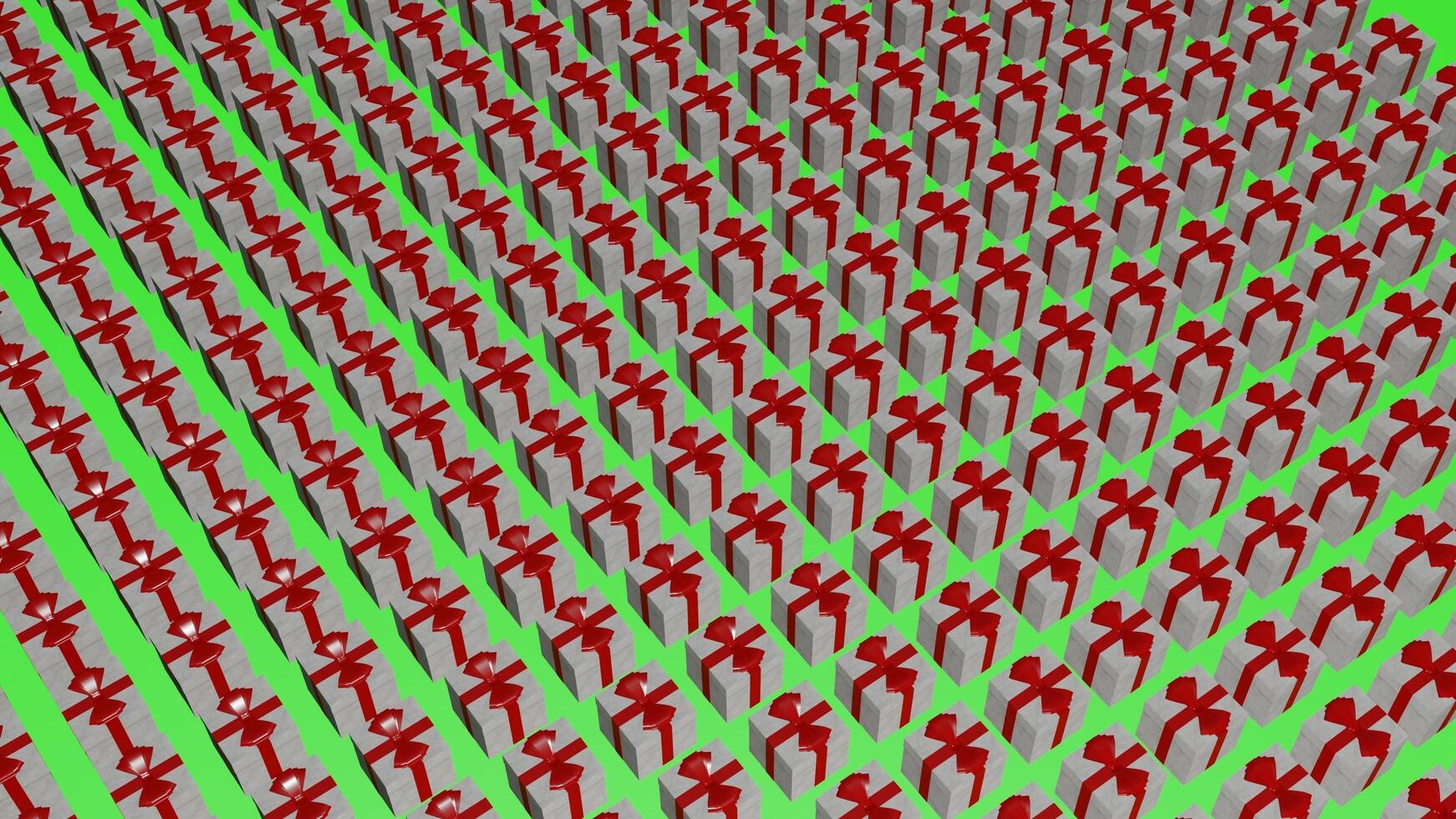 Many red and green people are standing in a row photo