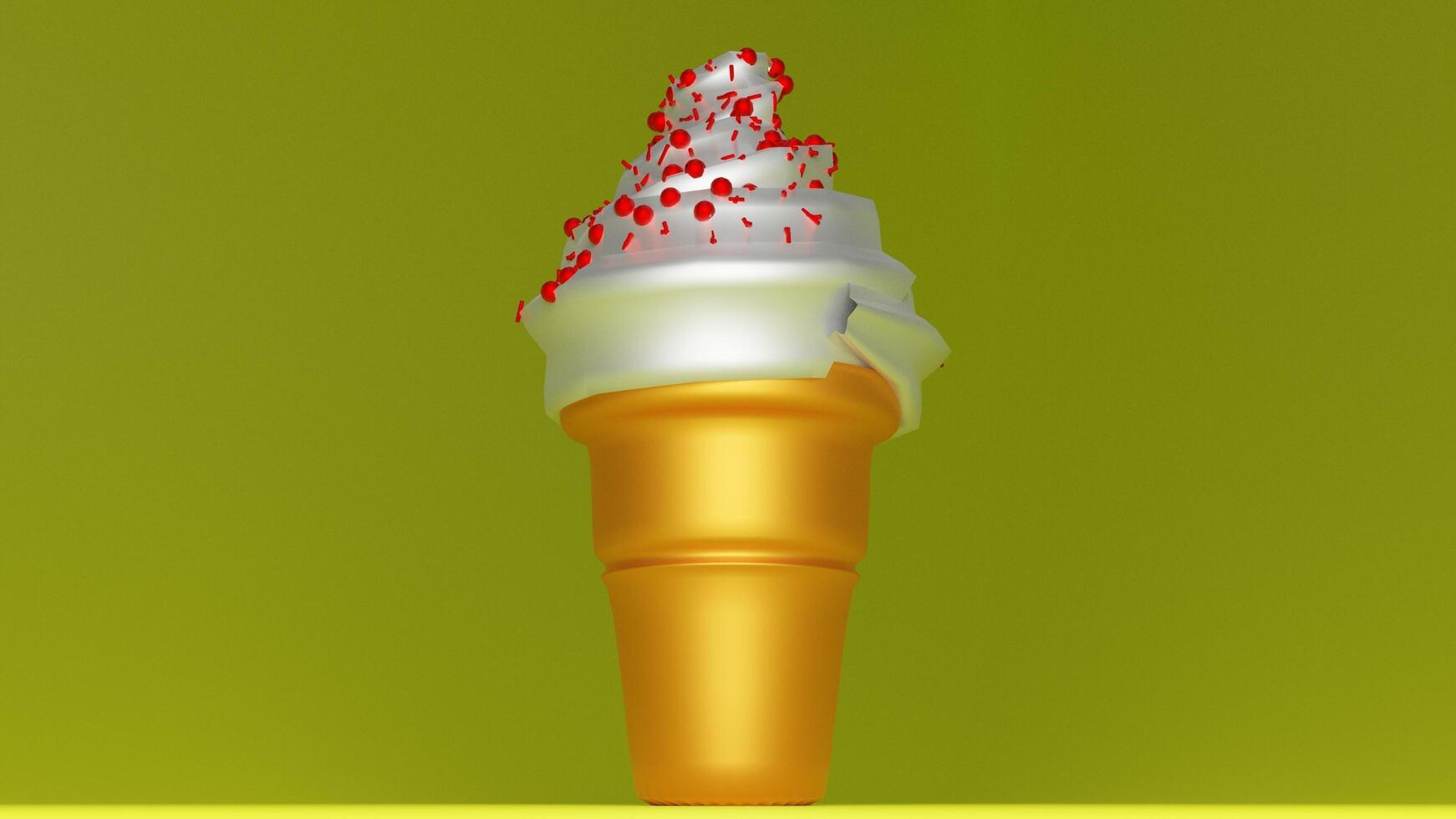 An ice cream cone with red sprinkles on top photo