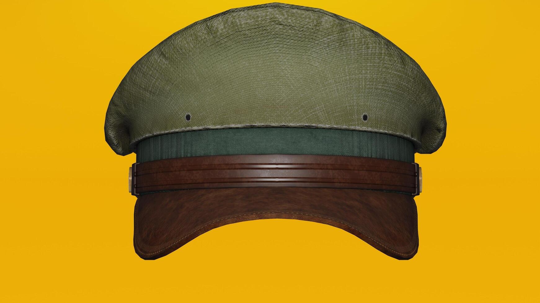 A hat with a green and brown color scheme photo