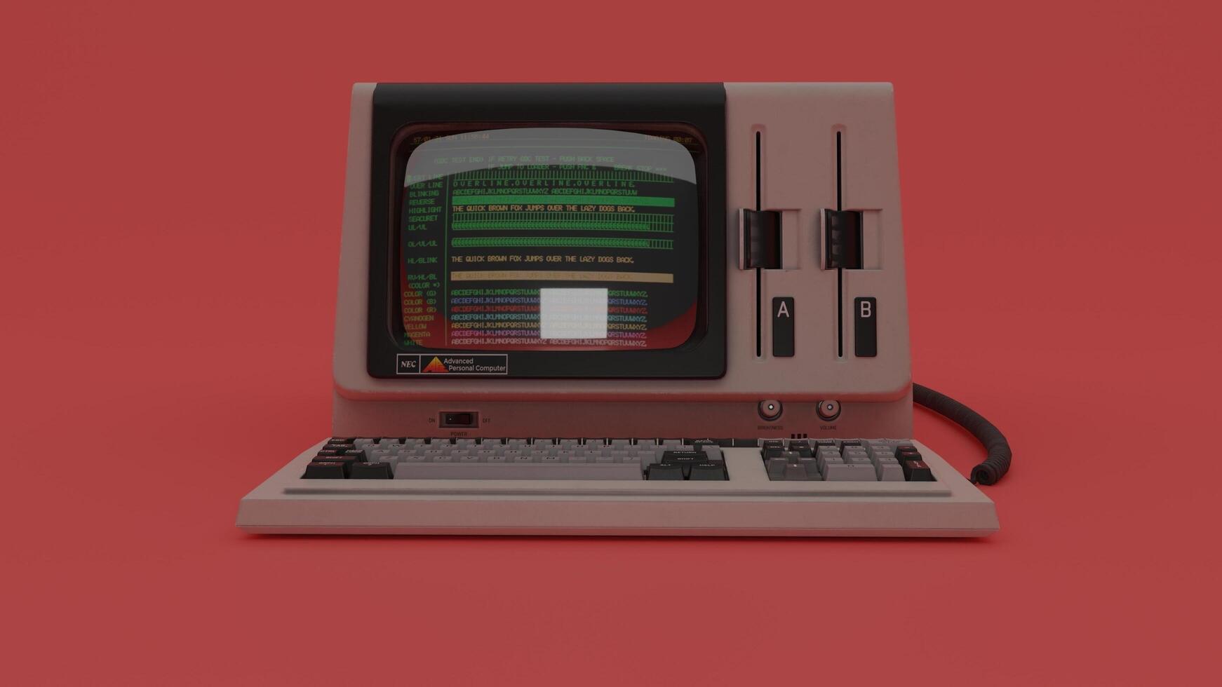 An old computer with a keyboard and monitor photo