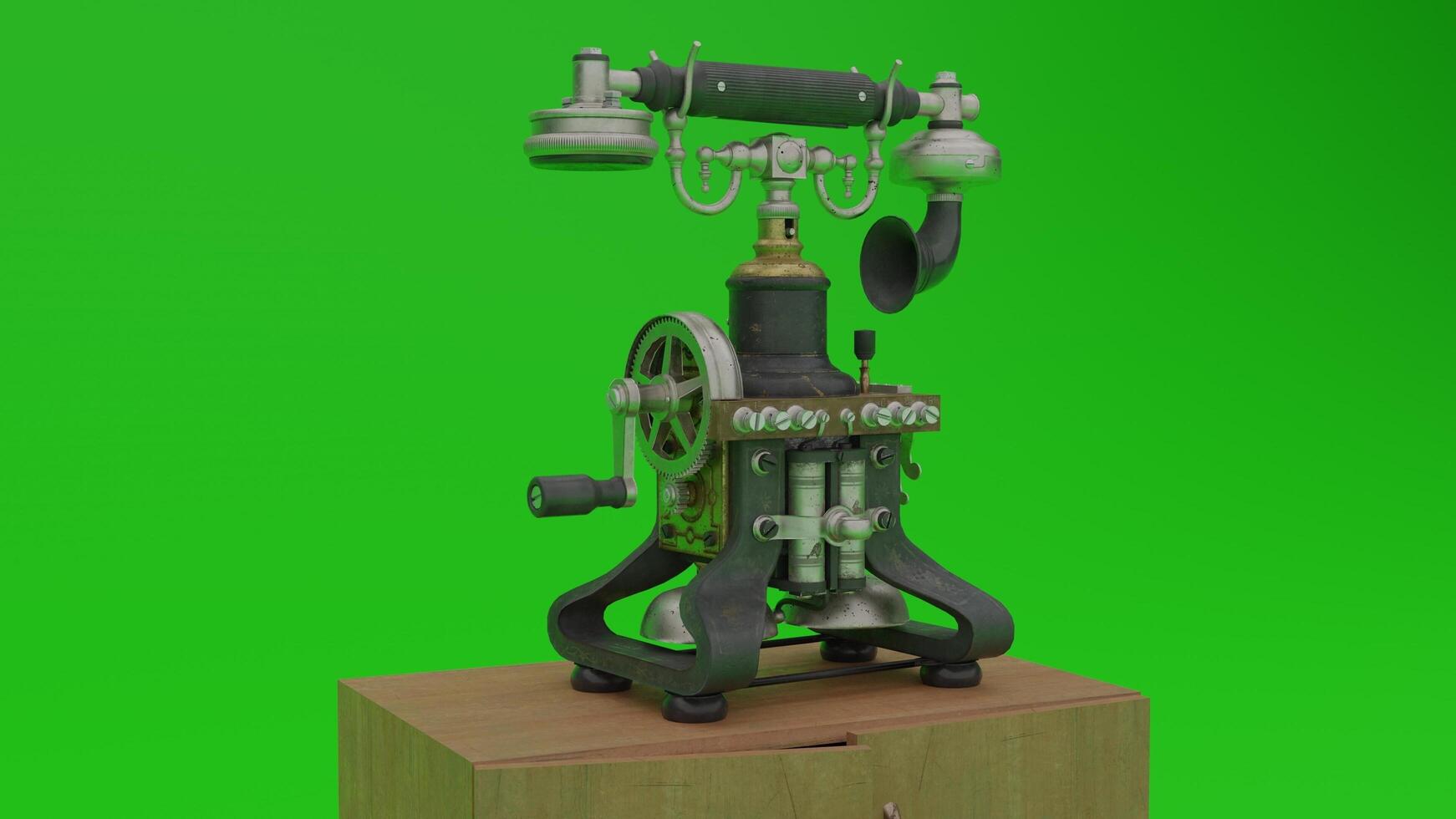 A 3d model of a telephone on a wooden stand photo
