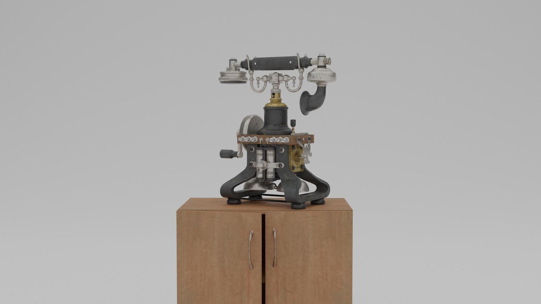 A small wooden box with a clock on top photo