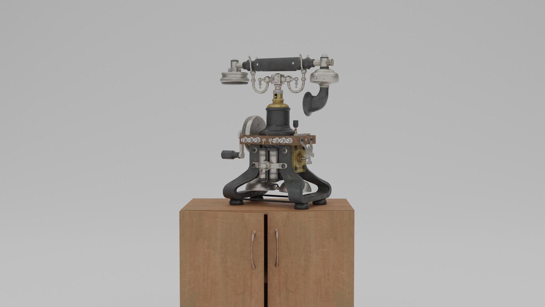A wooden box with a clock on top of it photo