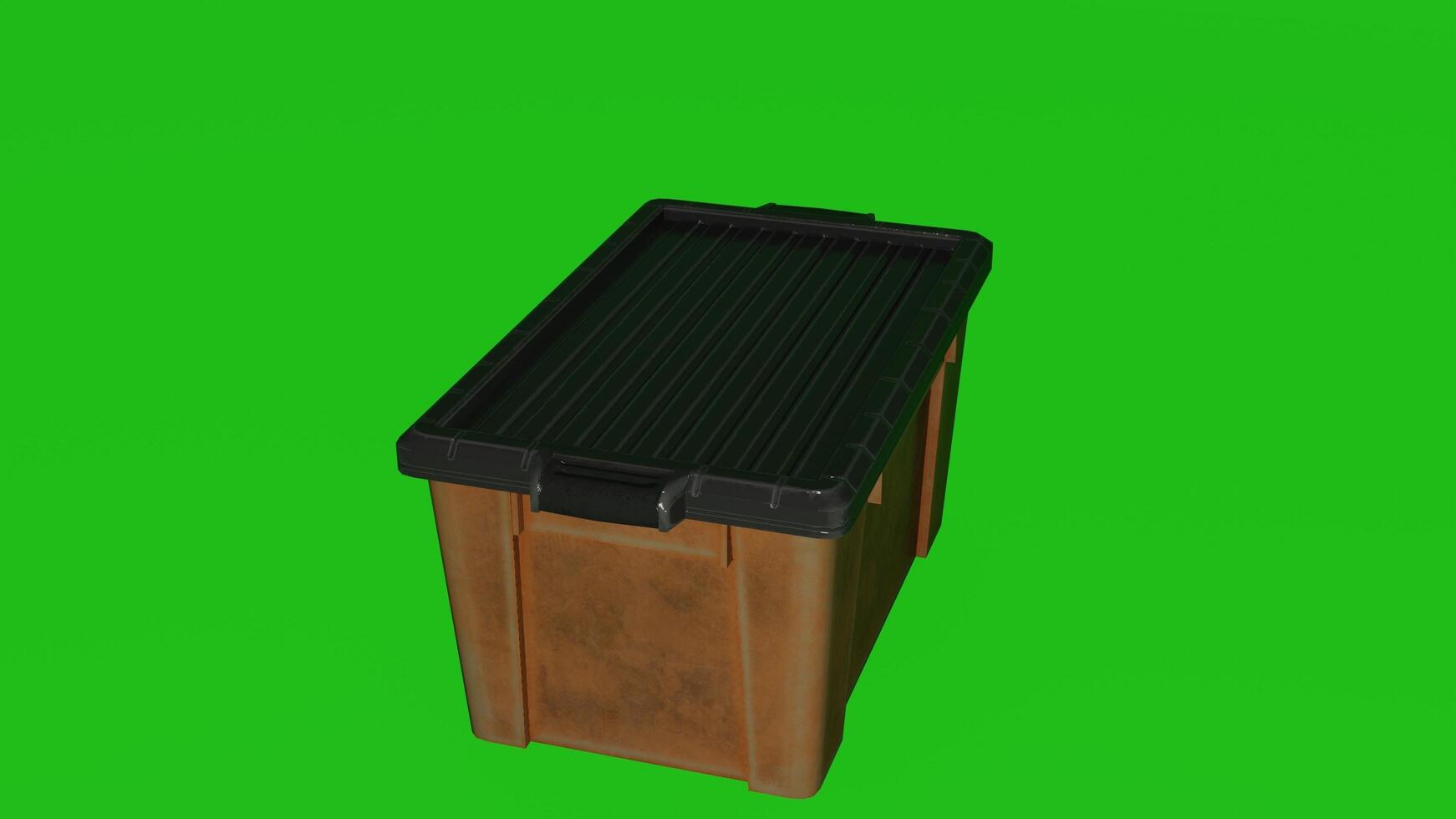 A trash can with a black lid on a green screen photo