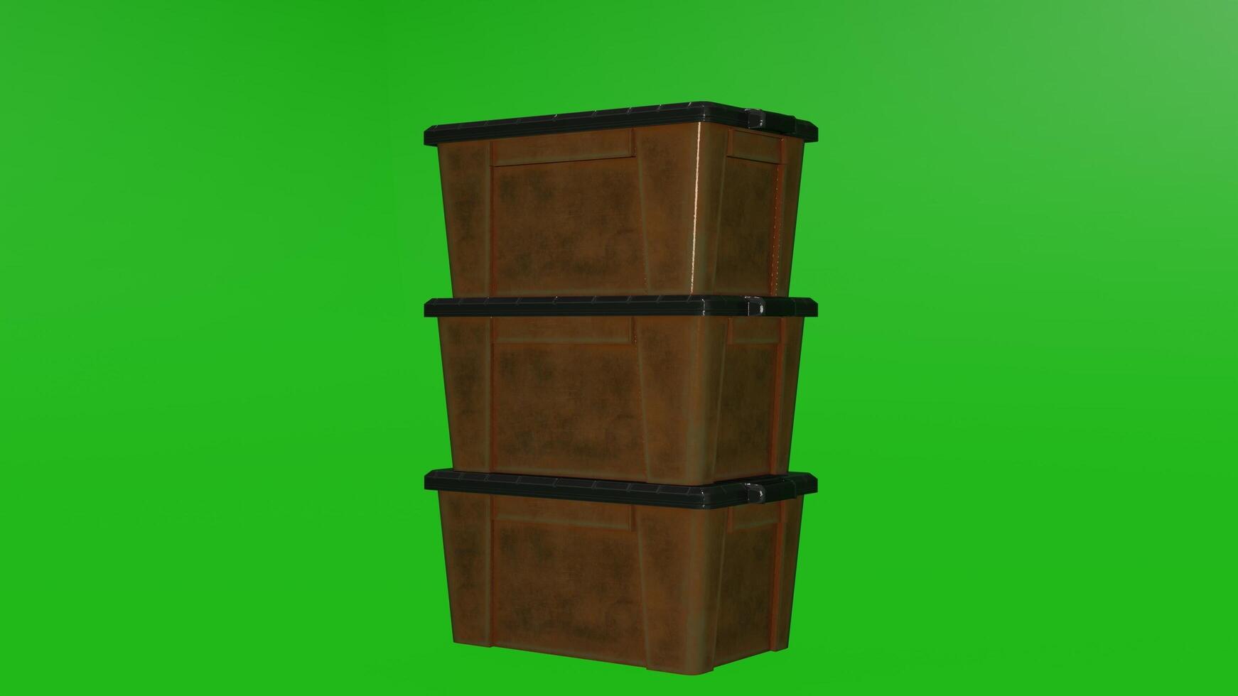 Three stacked boxes on a green screen photo