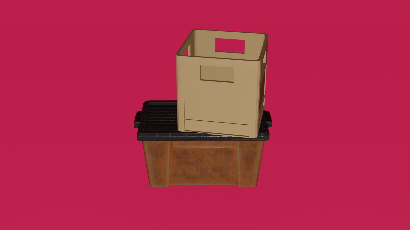 A cardboard box with a lid on top of it photo