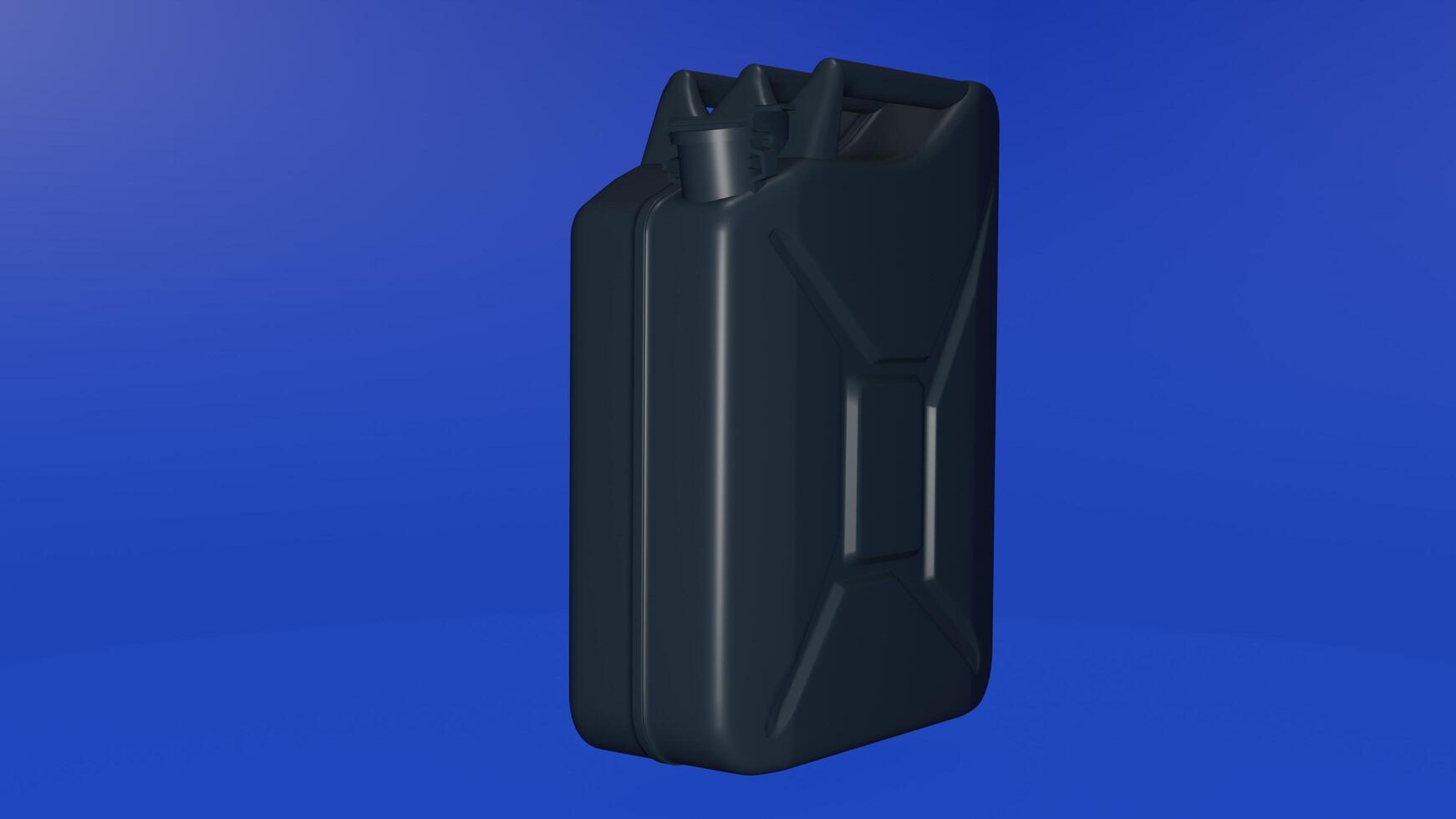 A black plastic jerry can on a blue background photo