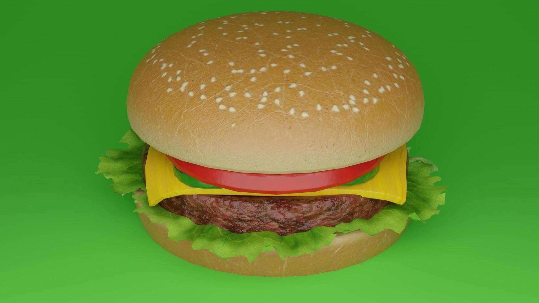 A hamburger on a green background photo