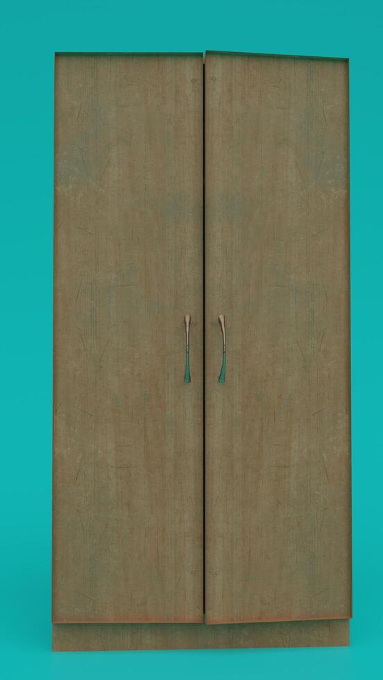 A cabinet with two doors and a green background photo