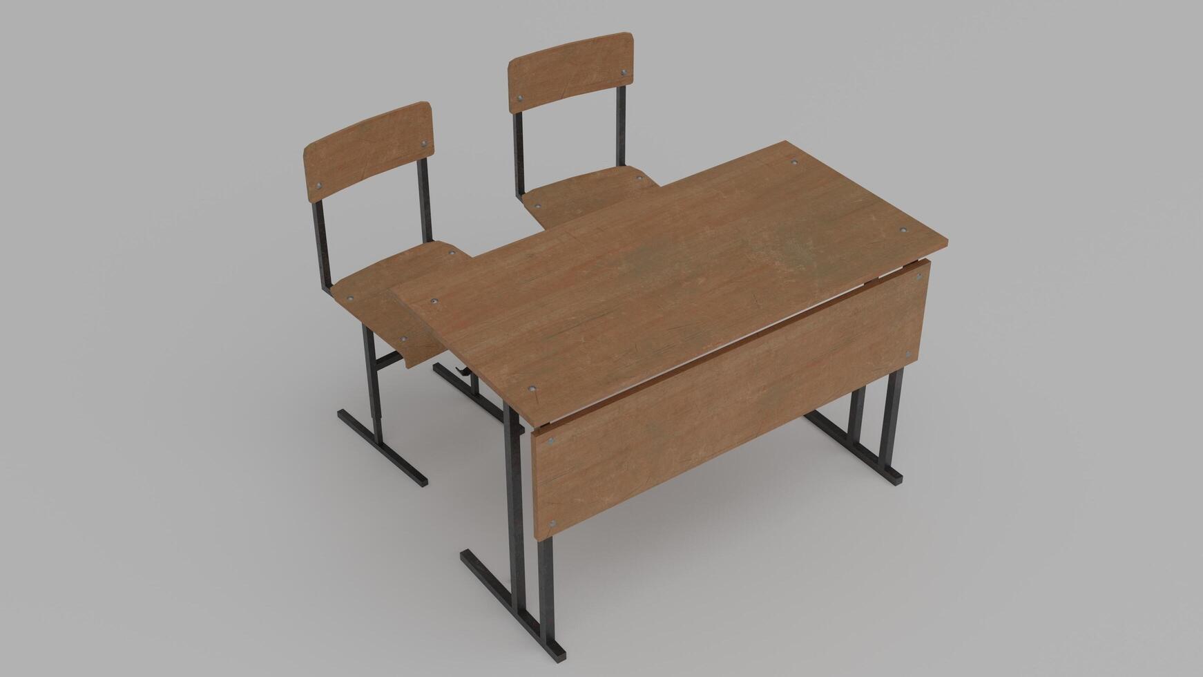 3d model of a school desk and chair photo