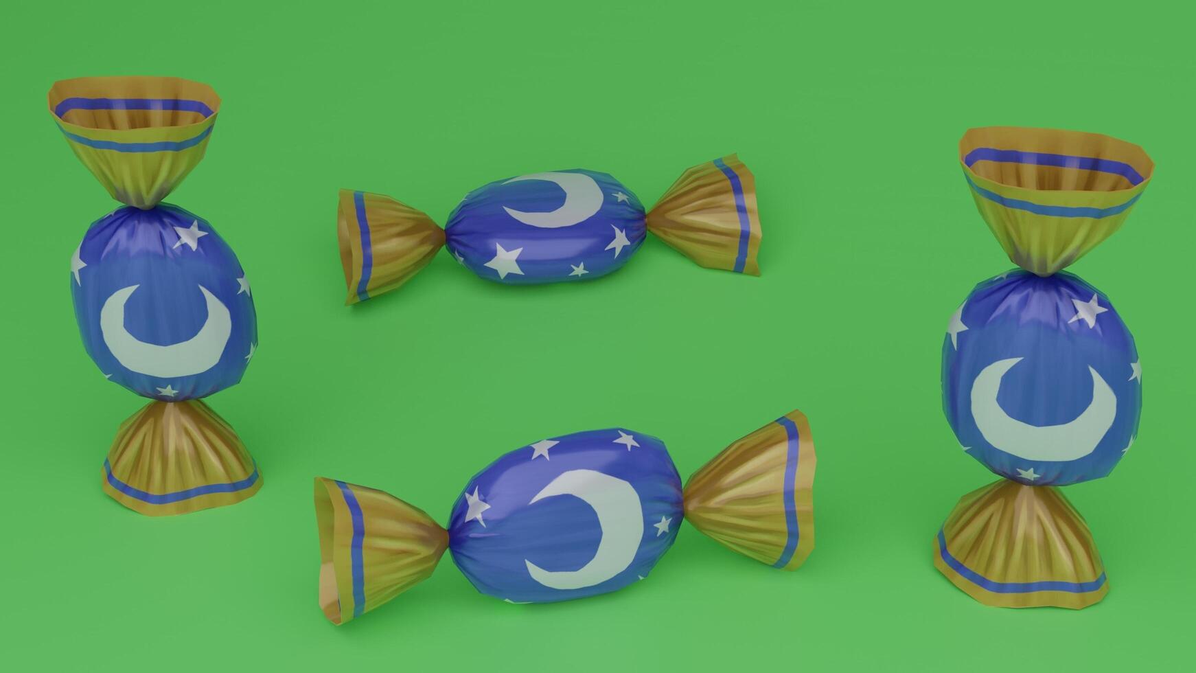 Three candy candies with stars and moon on them photo