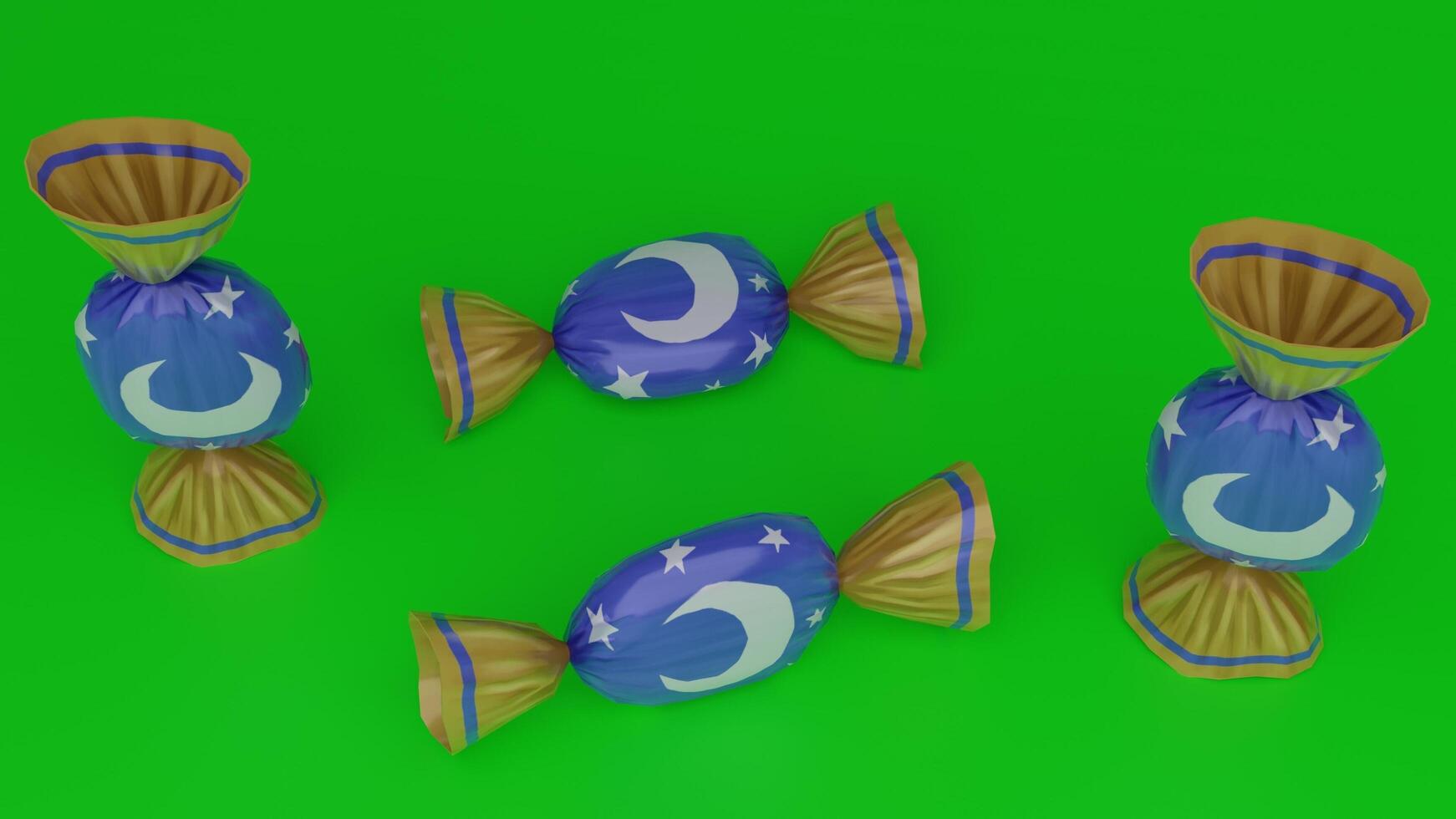 Three candy candies with stars and moon on them photo