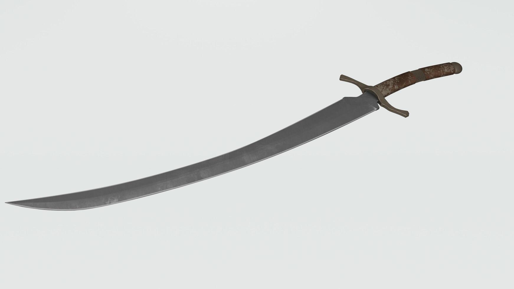 A sword with a wooden handle on a white background photo