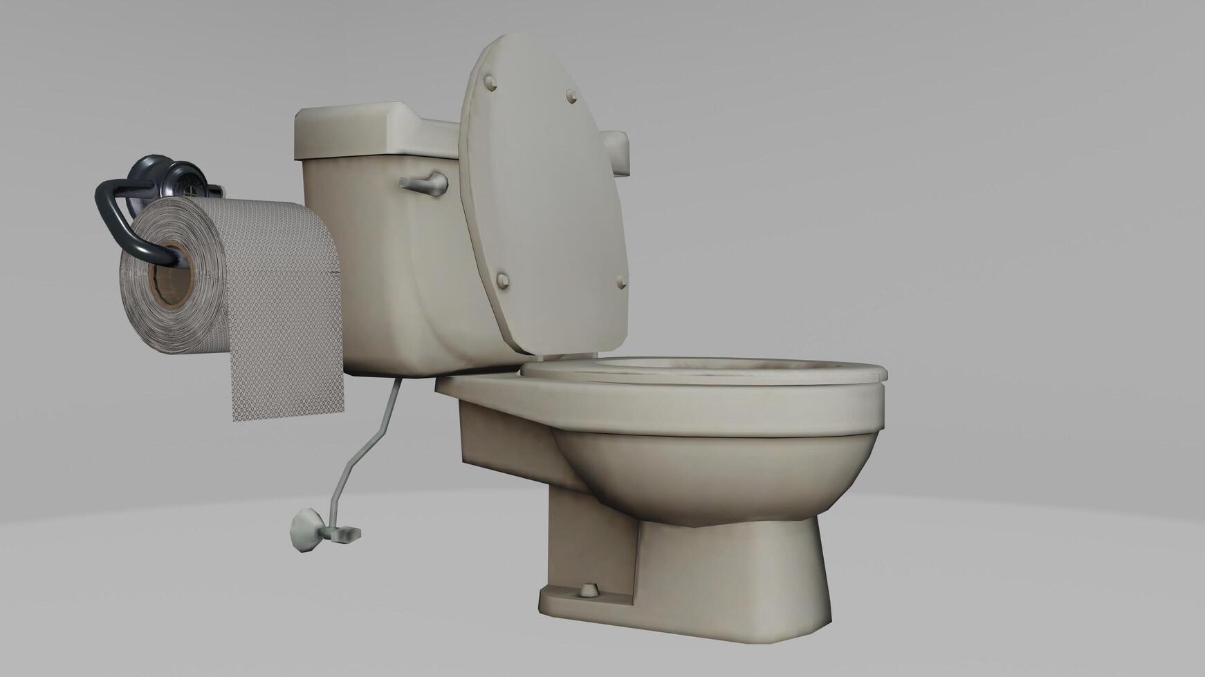 A toilet with a roll of toilet paper on top photo