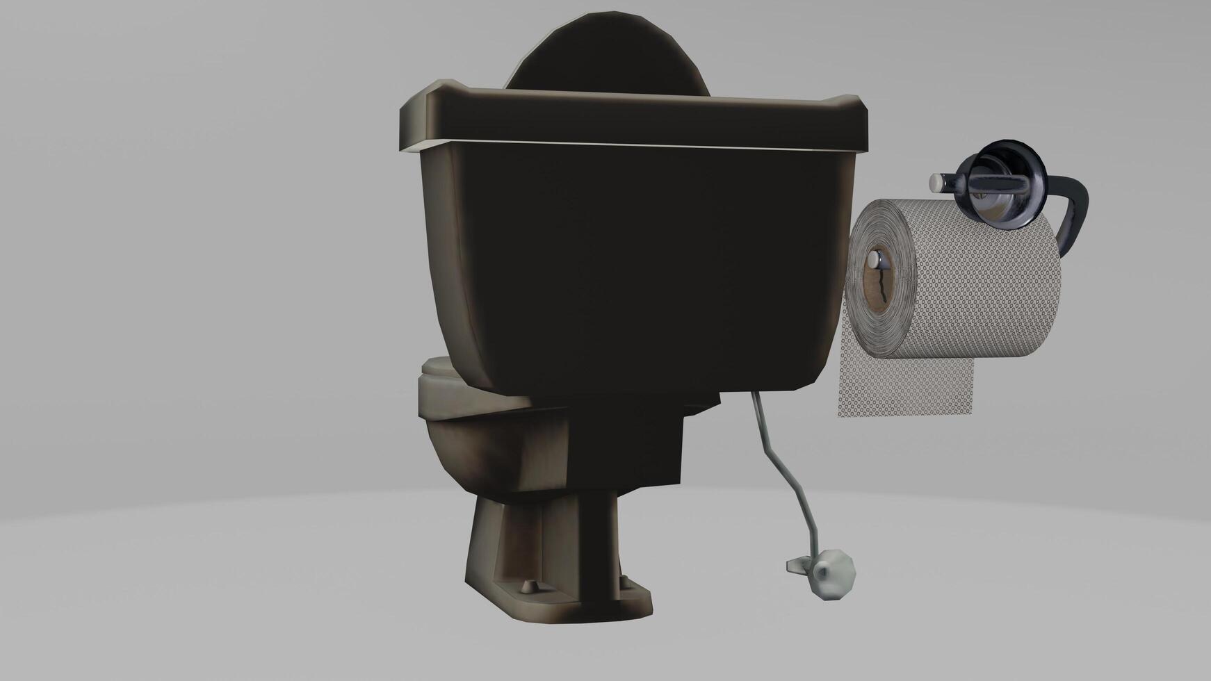 A toilet with a toilet seat and a roll of toilet paper photo