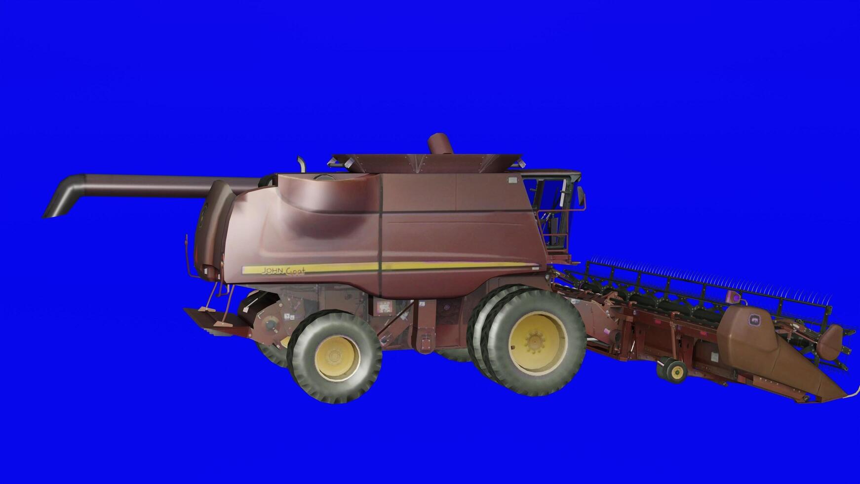 A large combine harvester on a blue background photo