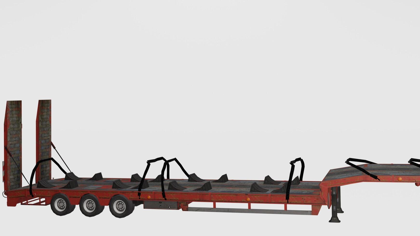 A flatbed trailer with a flatbed trailer attached to it photo