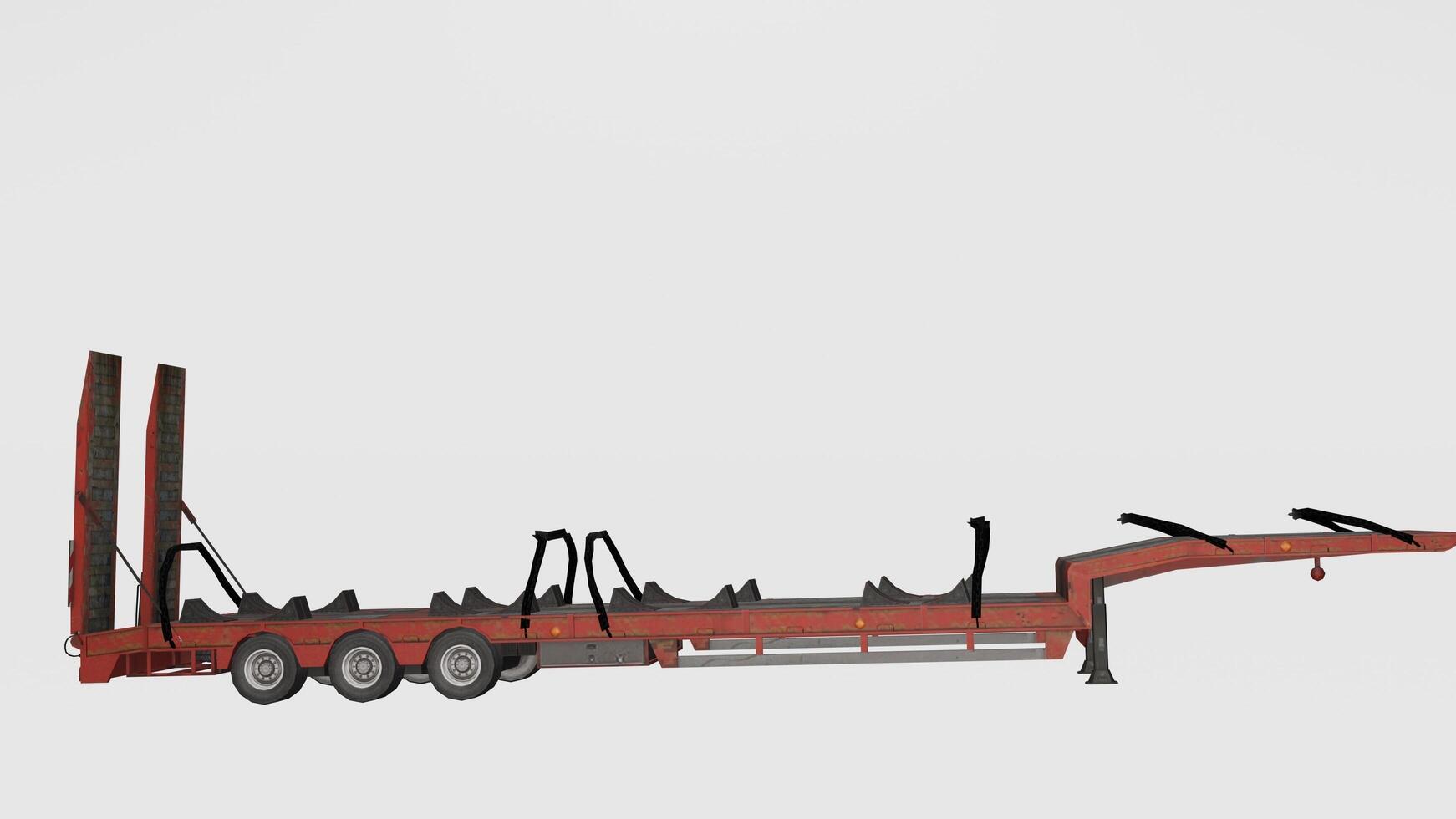 A flatbed trailer with a flatbed trailer attached to it photo