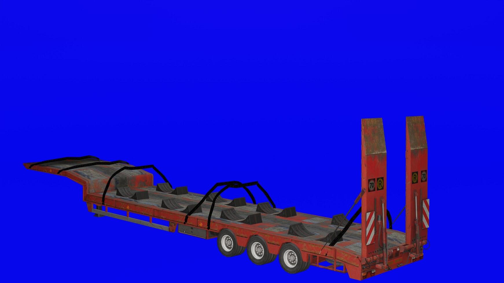 A 3d rendering of a semi trailer with a flatbed photo