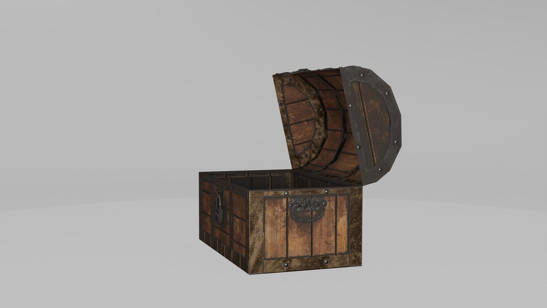 A wooden chest with a lid on it photo