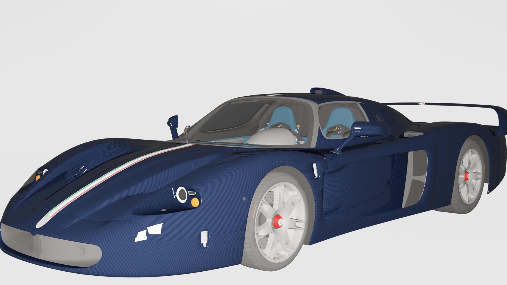 A blue sports car with a white stripe on the side photo