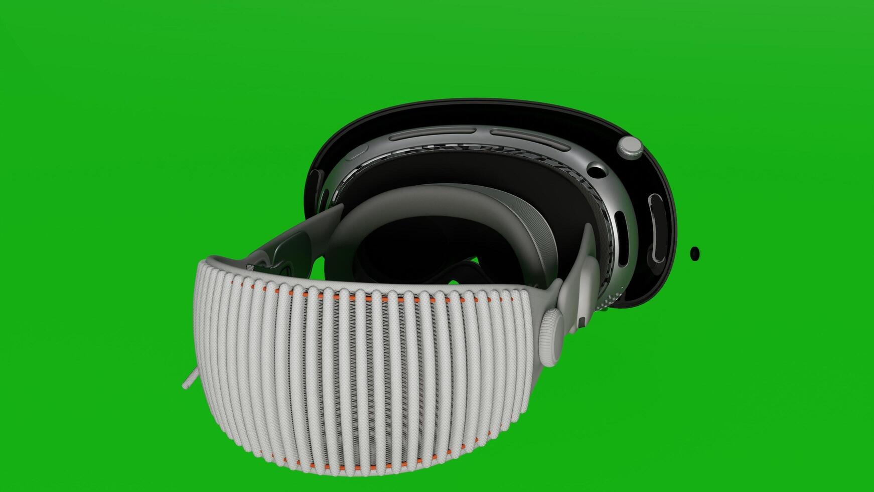 A helmet with a green screen in front of it photo