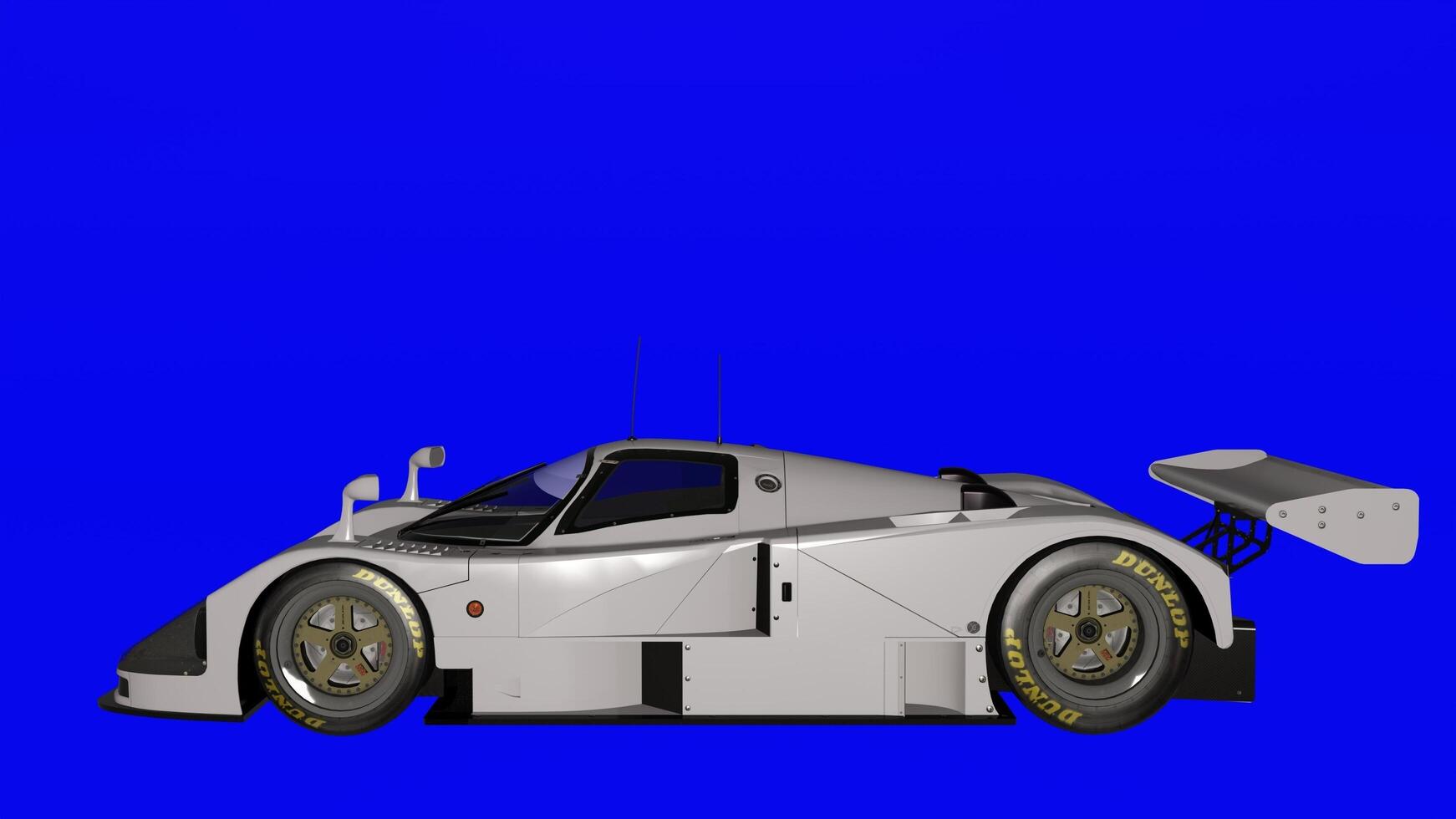 A white sports car on a blue background photo