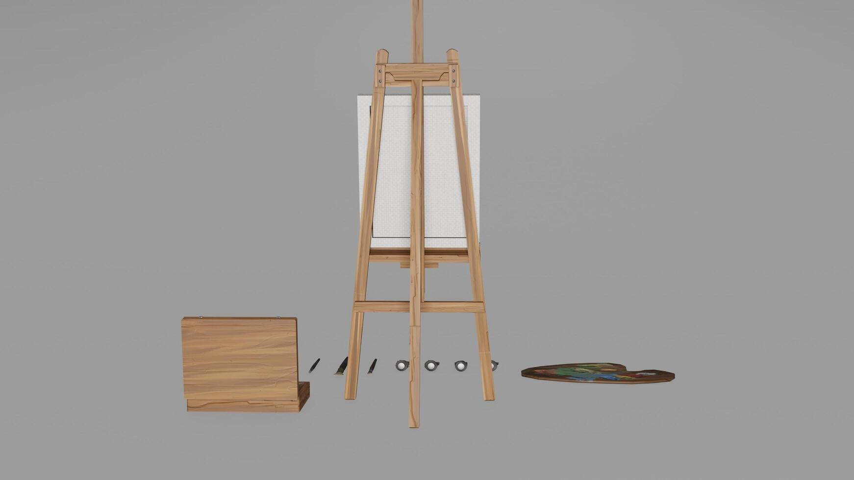 A wooden easel with a paintbrush and a paintbrush photo